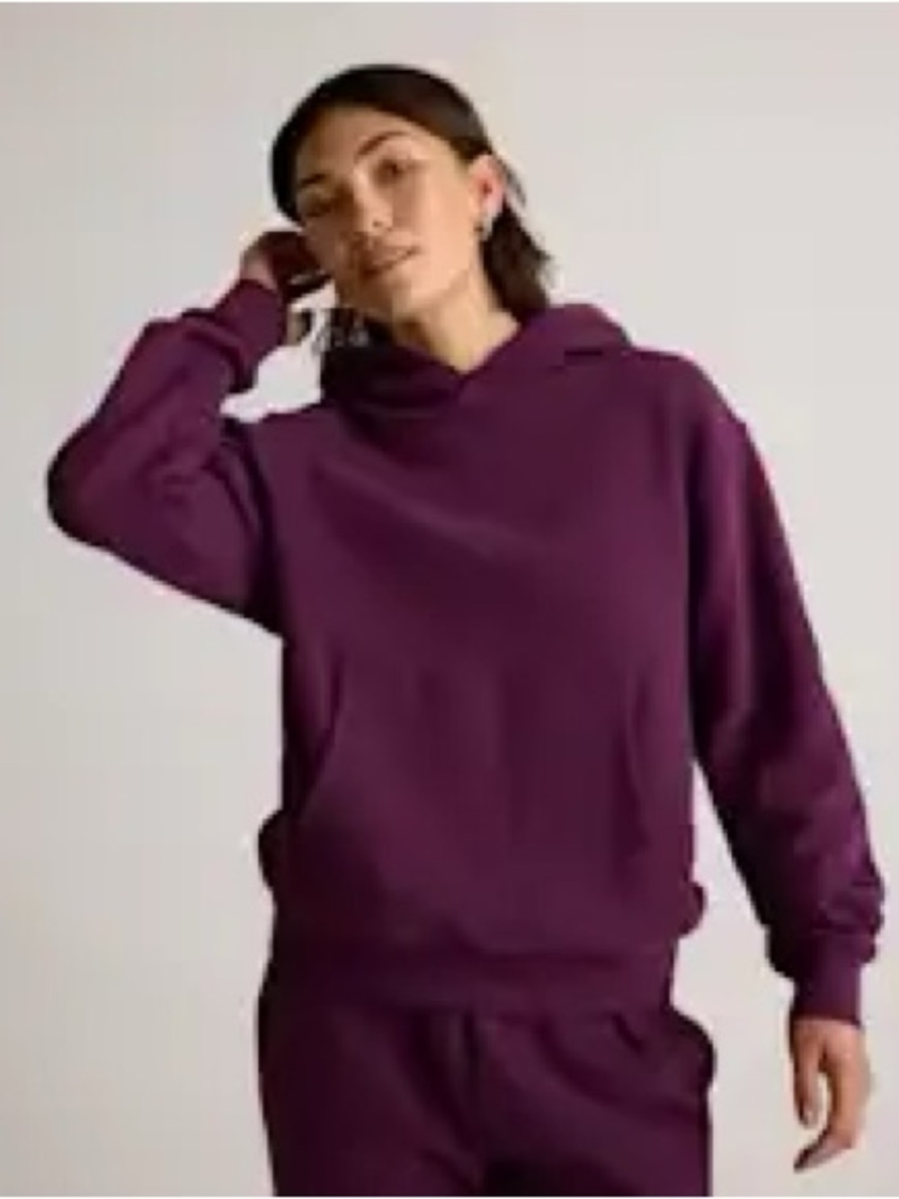 Quince Organic womenโs plum Heavyweight Fleece Boyfriend Hoodie